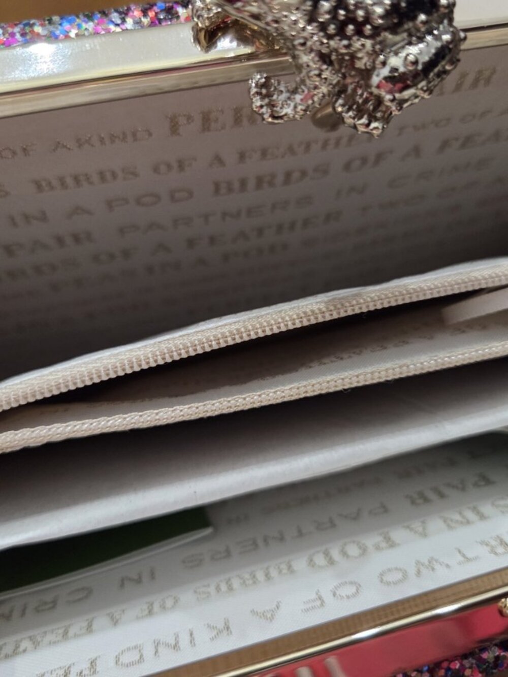 Kate Spade New York I Kissed A Frog Wedding Bell Glitter Clutch Purse Bag - Picture 9 of 11